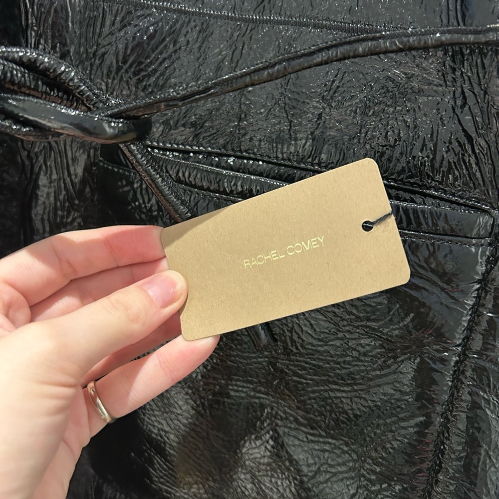 Rachel Comey FW22 New with Tags Faux Patent Leather Shearling Coat Size L - Picture 4 of 7